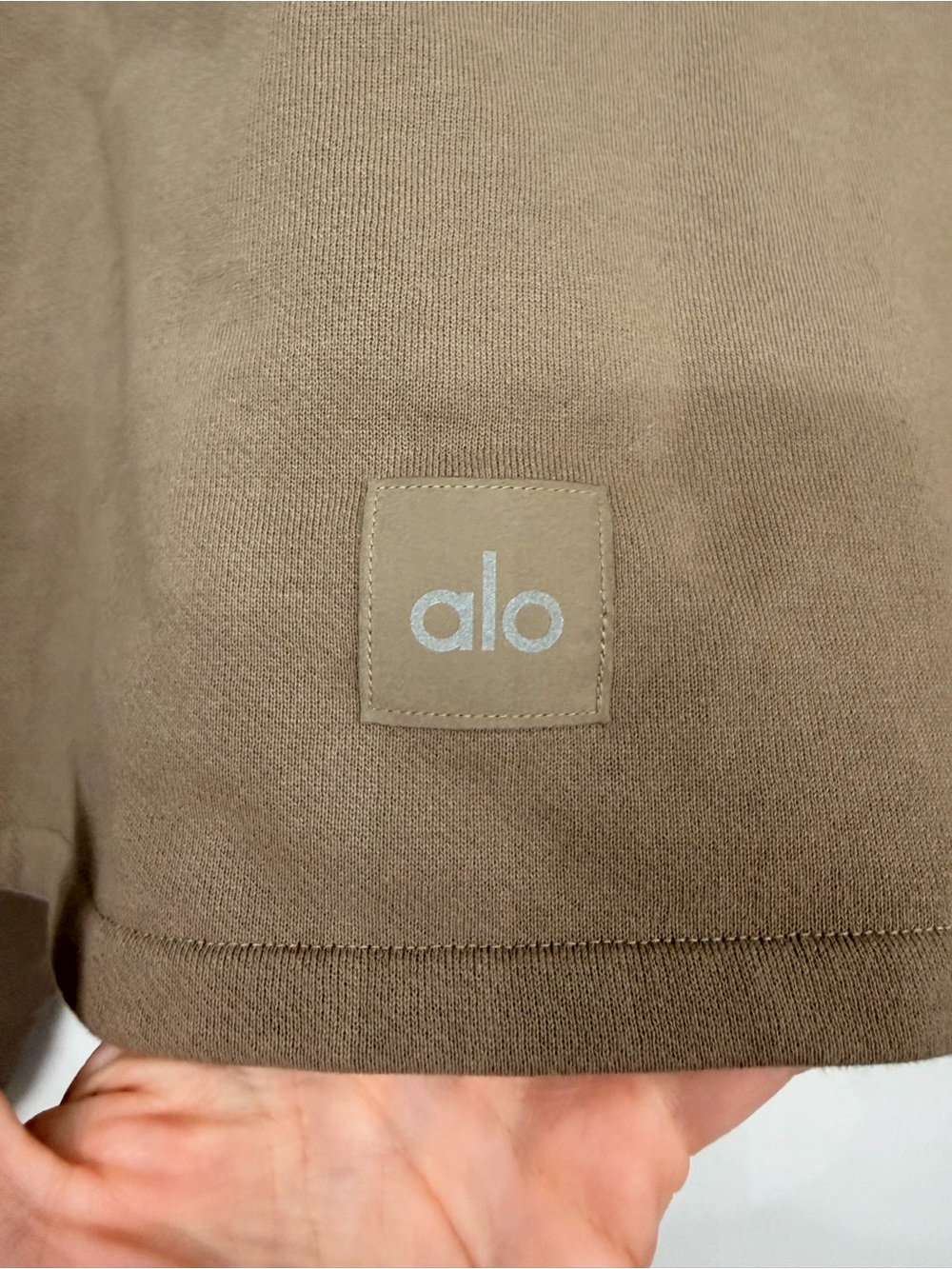 ALO Cropped Serenity Long Sleeve Coverup Sweater Taupe M - Picture 6 of 7